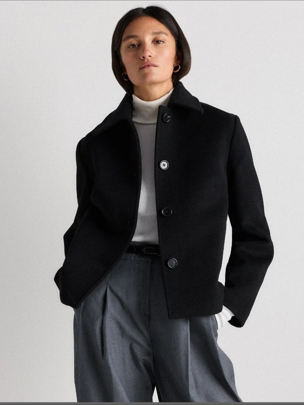NWT! Quince Wool & Cashmere Black Sort Coat! Woman's Sz. S! (H22)
